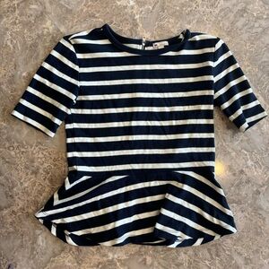 GAP Designed & Crafted Navy Striped Peplum Top Size Small